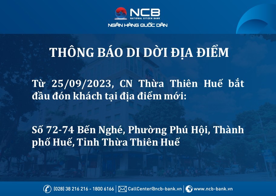 RELOCATION OF THUA THIEN HUE BRANCH