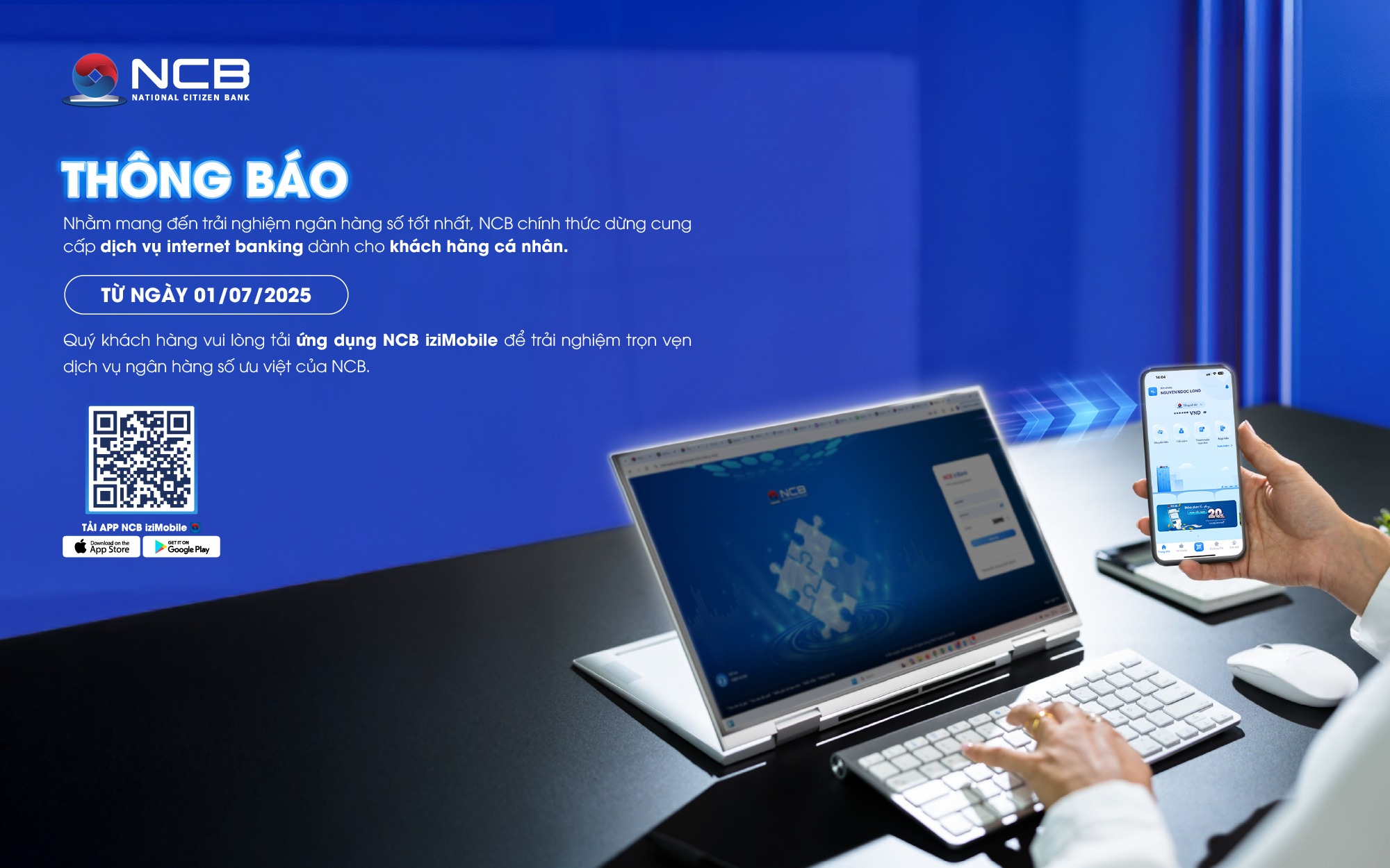 Thông báo dừng dịch vụ Internet Banking dành cho Khách hàng cá nhân