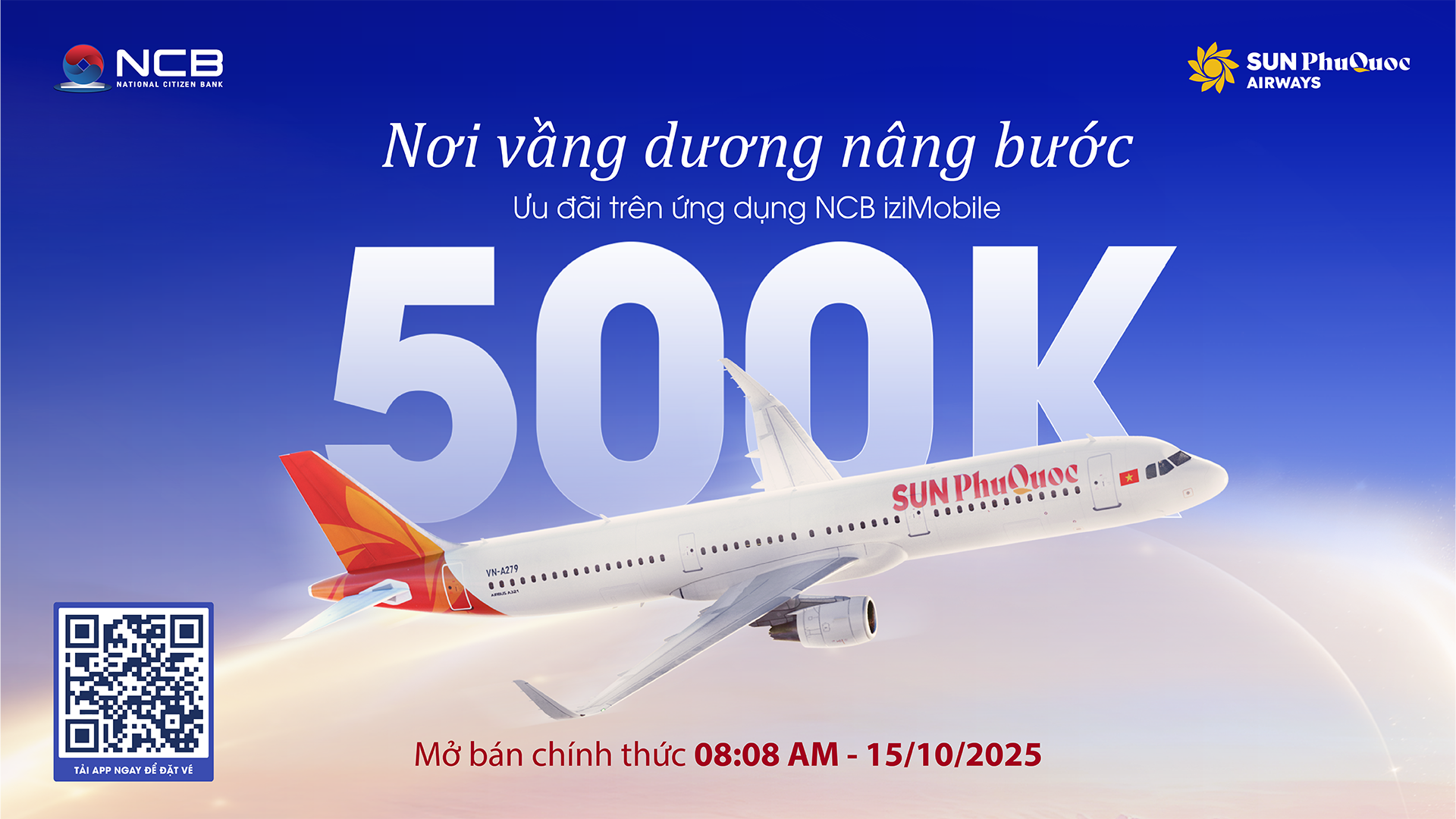 Cất cánh cùng Sun PhuQuoc Airways – Nhận ưu đãi đến 20% khi đặt vé trên NCB iziMobile