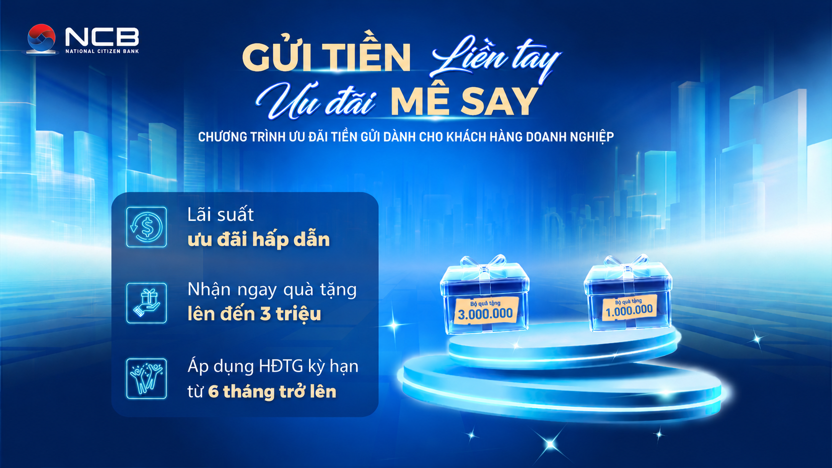 NCB ưu đãi tiền gửi có kỳ hạn cho doanh nghiệp