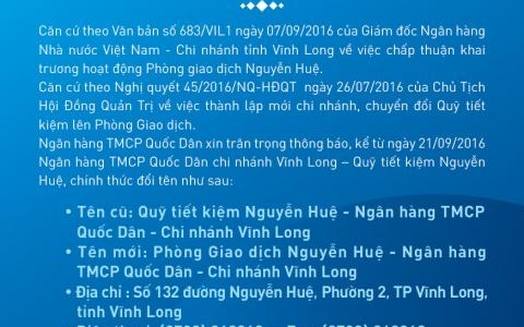 NOTICE OF RENAMING NGUYEN HUE SAVINGS FUND