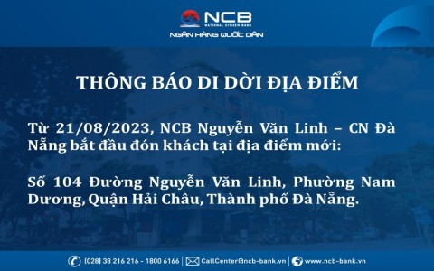 RELOCATION OF NCB NGUYEN VAN LINH - DA NANG BRANCH 