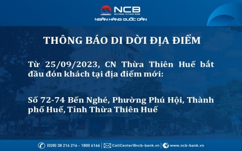 RELOCATION OF THUA THIEN HUE BRANCH