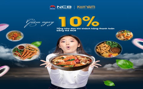 10% DIRECT DISCOUNT WHEN PAYING WITH NCB CARD IN THAI KOHYAM