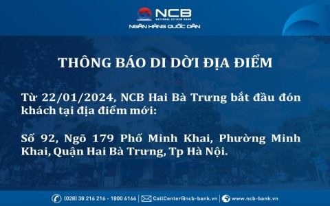 RELOCATION OF NCB HAI BA TRUNG