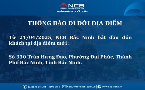 NCB Bắc Ninh thay đổi địa điểm giao dịch