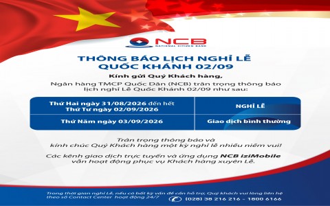 THÔNG BÁO LỊCH NGHỈ LỄ QUỐC KHÁNH 2/9